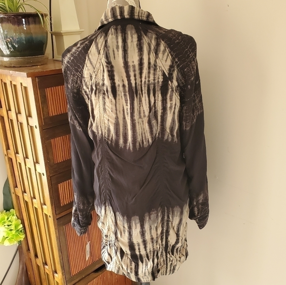 NWT Rachel Roy long bleach dyed moto jacket M - Picture 2 of 11